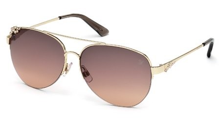 Swarovski SK-0025 Sunglasses, 28f - Shiny Rose Gold / Gradient Brown