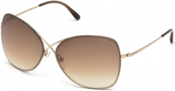 Tom Ford FT0250 Colette Sunglasses, 28F - Shiny Rose Gold, Dark Brown Temple Tips / Gradient Brown Lenses