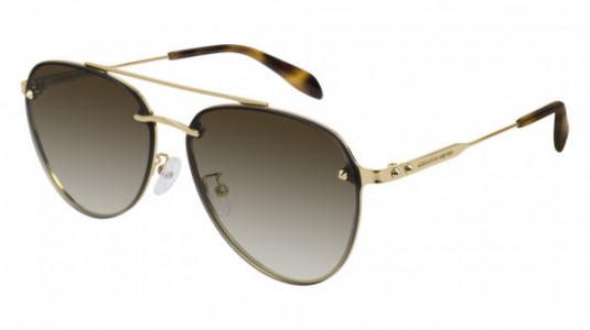 Alexander McQueen AM0183SK Sunglasses, 002 - GOLD with BROWN lenses