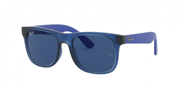 Ray-Ban Junior RJ9069S JUNIOR JUSTIN Sunglasses, 706080 RUBBER TRANSPARENT BLUE (BLUE)