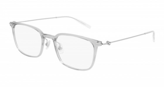 Montblanc MB0100O Eyeglasses, 002 - GREY with SILVER temples and TRANSPARENT lenses