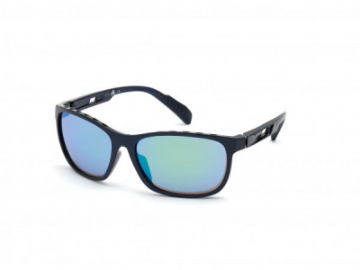 adidas SP0014 Sunglasses, 91Q - Matte Blue / Green Mirror Lenses