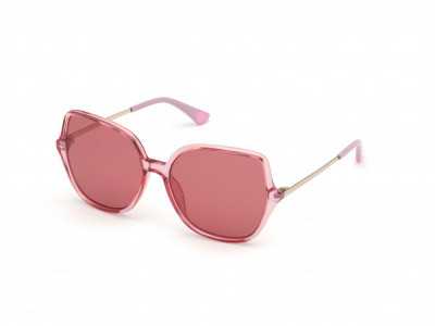 Victoria's Secret VS0042 Sunglasses, 72Y - Crystal Pink, Dark Pink Lens, Shiny Gold Metal Temple