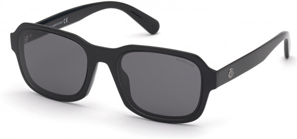 Moncler ML0199 Icebridge Sunglasses, 01A - Shiny Black / Smoke Lenses