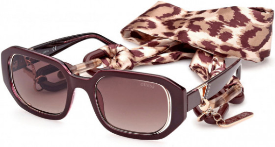 Guess GU7817 Sunglasses, 69F - Shiny Bordeaux / Gradient Brown
