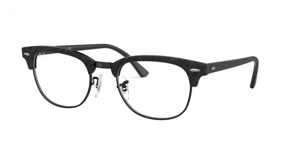 Ray-Ban Optical RX5154 CLUBMASTER Eyeglasses, 8049 WRINNKLED BLACK ON BLACK (BLACK)