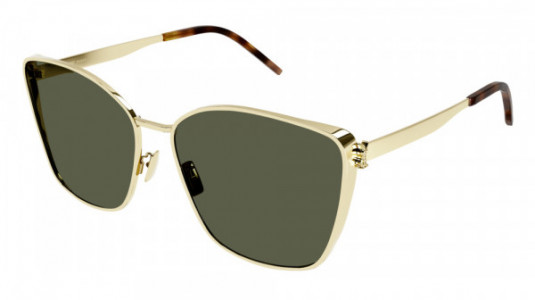 Saint Laurent SL M98 Sunglasses, 003 - GOLD with GREEN lenses