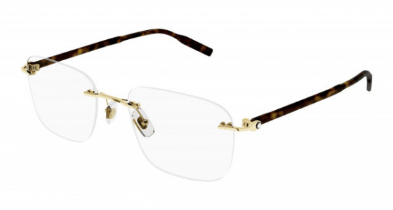 Montblanc MB0222O Eyeglasses, 006 - GOLD with HAVANA temples and TRANSPARENT lenses