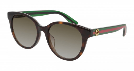 Gucci GG0702SKN Sunglasses, 003 - HAVANA with GREEN temples and BROWN lenses