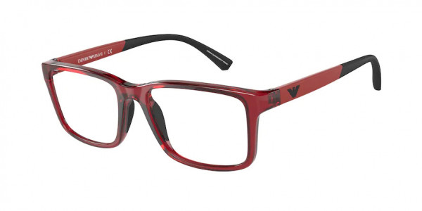 Emporio Armani EA3203F Eyeglasses, 5440 SHINY TRANSPARENT RED (RED)