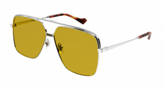 Gucci GG1099SA Sunglasses, 004 - SILVER with YELLOW lenses