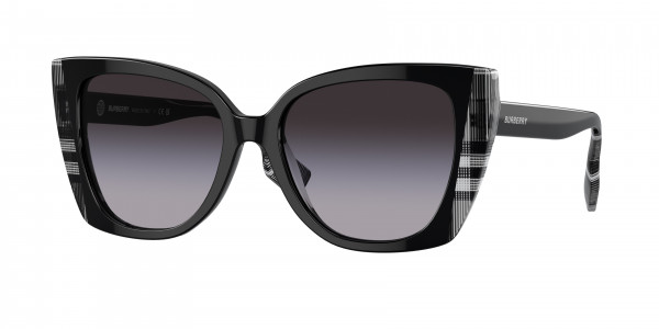 Burberry BE4393 MERYL Sunglasses, 40518G MERYL BLACK/CHECK WHITE BLACK (BLACK)