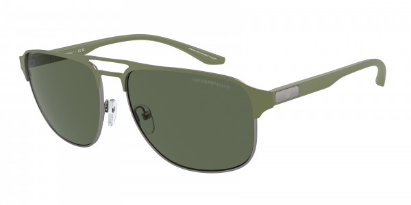 Emporio Armani EA2144 Sunglasses, 336771 MATTE GUNMETAL/SAGE GREEN DARK (GREEN)