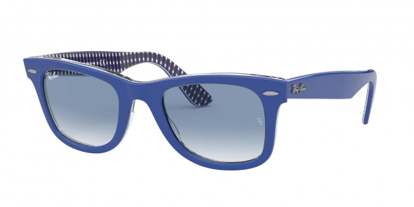 Ray-Ban RB2140 WAYFARER Sunglasses, 13193F BLUE ON VICHY BLUE/WHITE (BLUE)