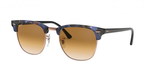 Ray-Ban RB3016 CLUBMASTER Sunglasses, 125651 SPOTTED BROWN/BLUE (HAVANA)