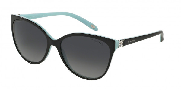 Tiffany & Co. TF4089B Sunglasses, 8055T3 BLACK ON TIFFANY BLUE POLAR GR (BLACK)